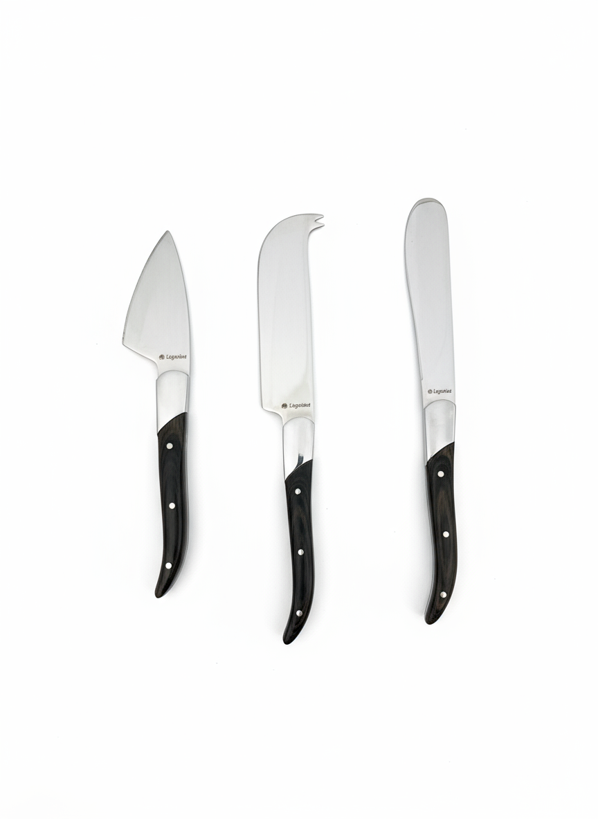 Legnoart Reggio 3-piece Knife Cheese Set with Light Wood Handle