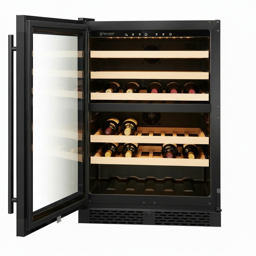 Vantaggio Wine Cellars Vantaggio V54 Dual Zone Wine Cooler Black - Glass Door Left side hinge