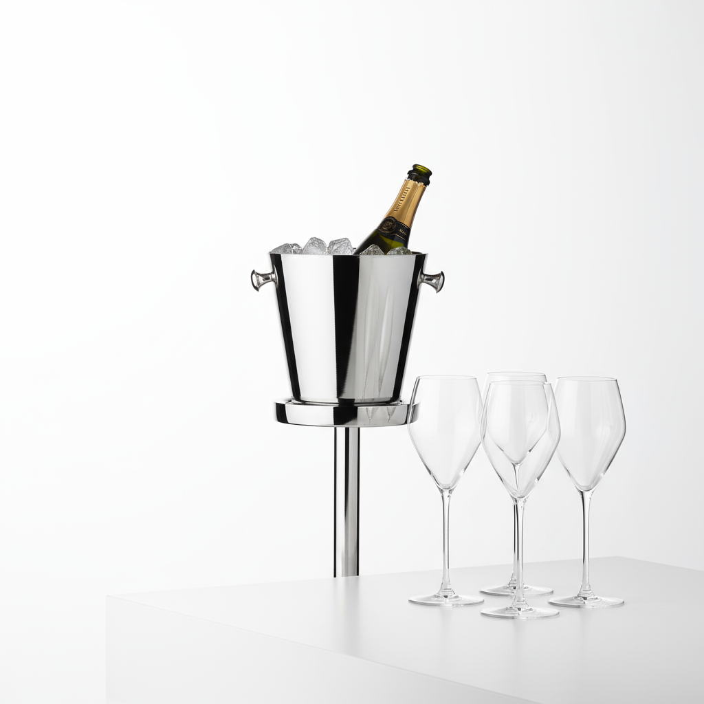 Modern Champagne Experience Set – RIEDEL Veloce Glasses + Capri Cooler with Stand