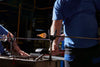 Handblown Grassl Glass being shaped in traditional Slovakian glass studio

