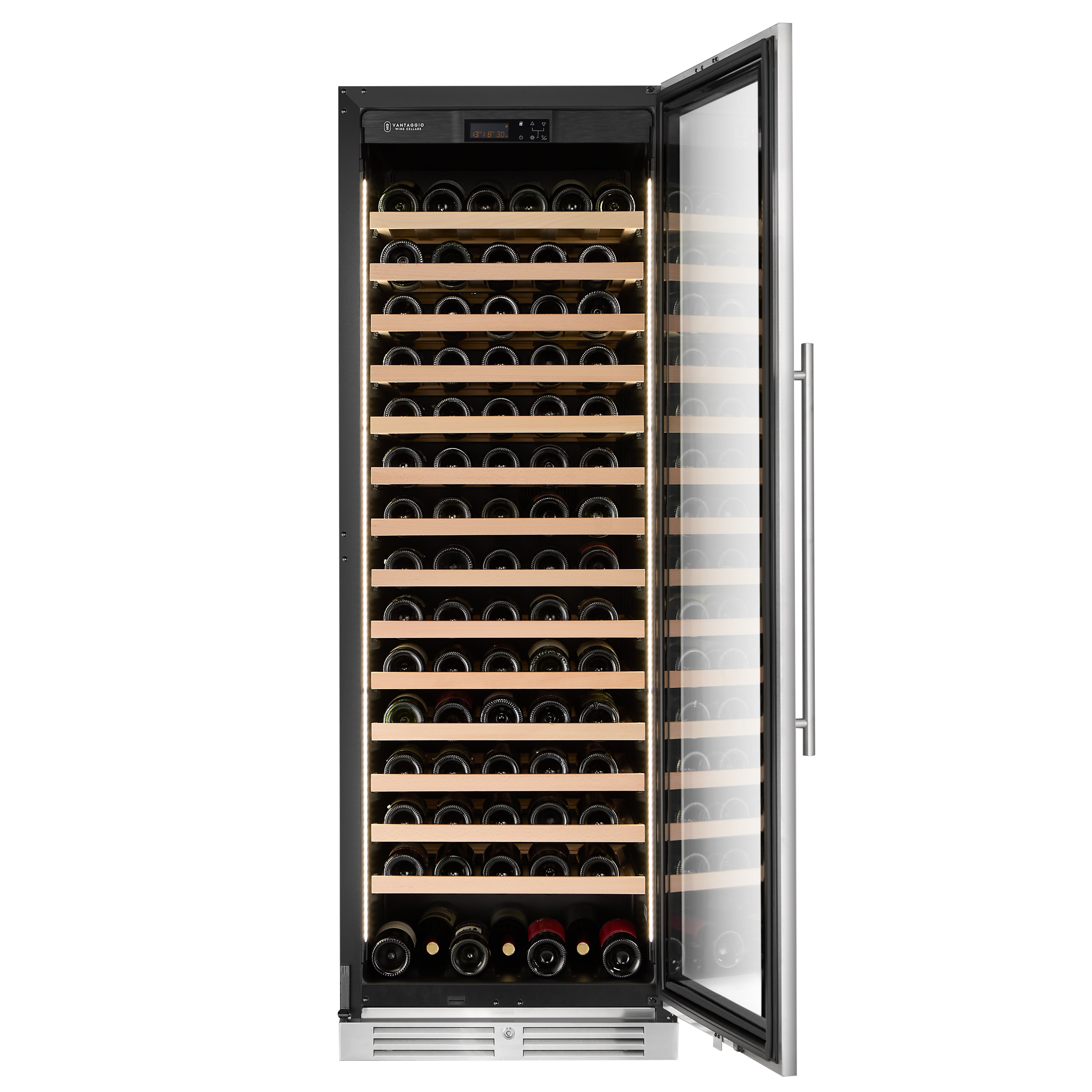 v164 stainless single zone door opened with wine