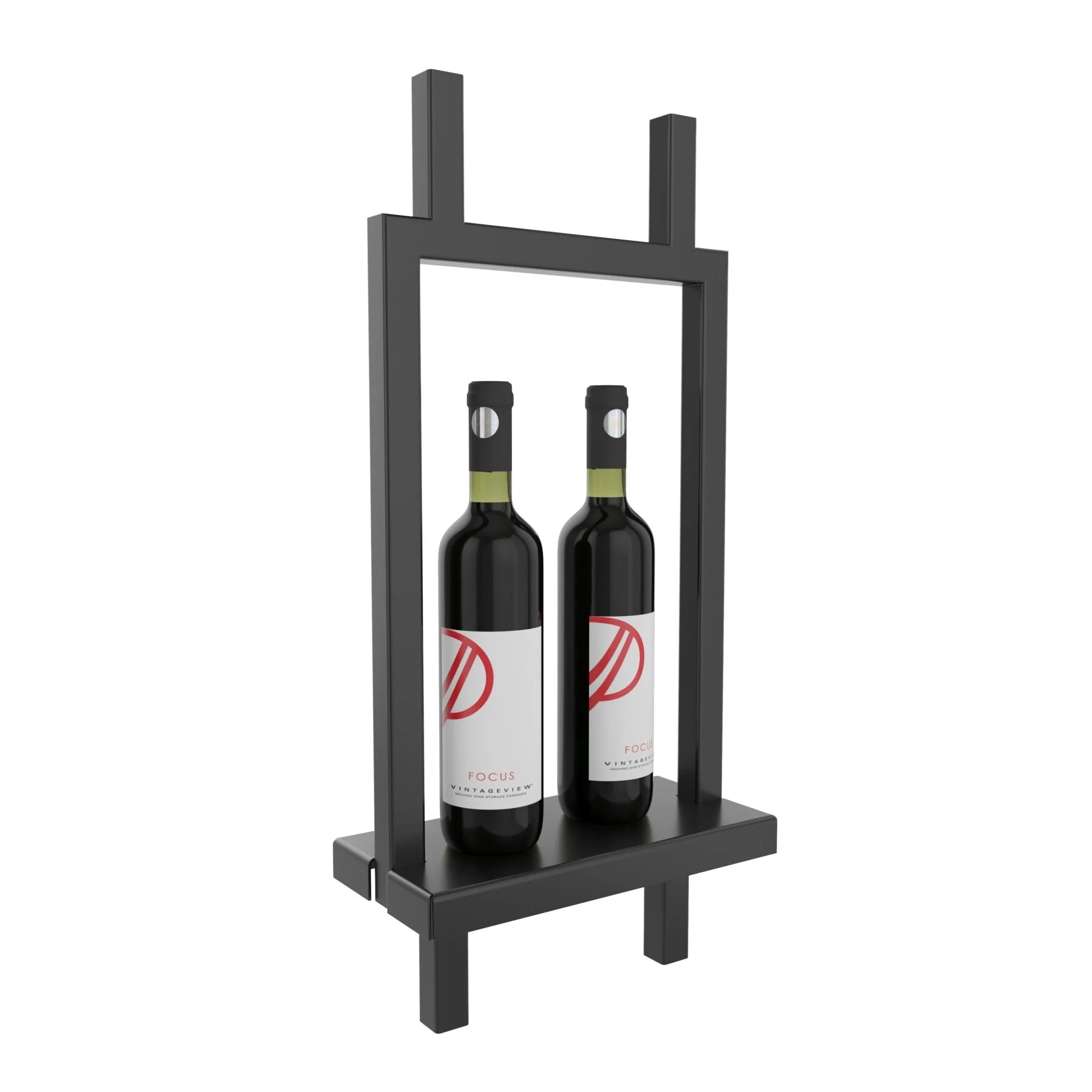 VintageView W Series Frame Window Presentation Shelf for Upright Bottle & Glassware Display Matte Black