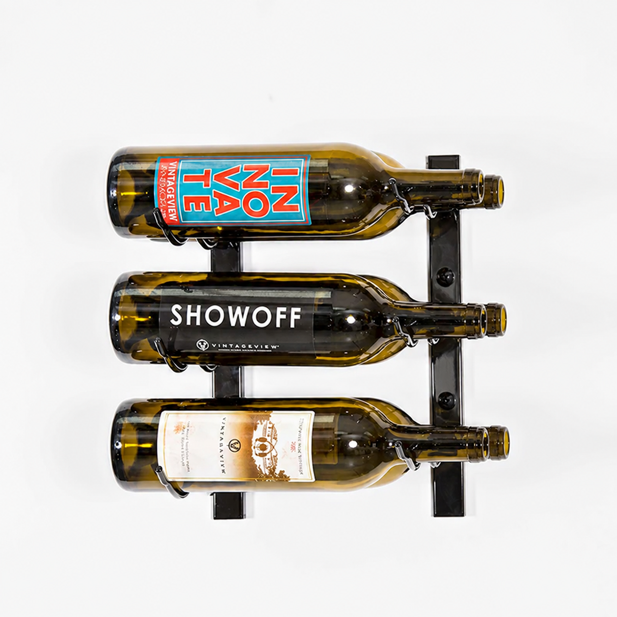 VintageView W Series Wine Rack 1 (wall mounted metal bottle storage) Black Pearl 6 Bottles (Double)
